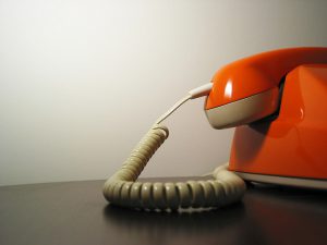 Red stationary phone