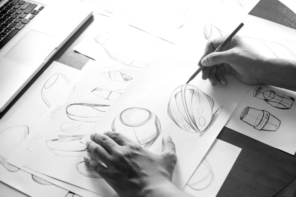 Industrial designer sketching