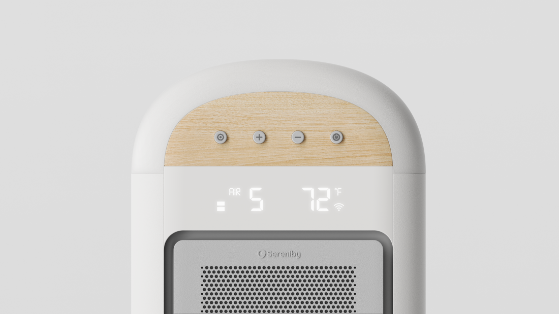 Closeup of baby air purifier UI